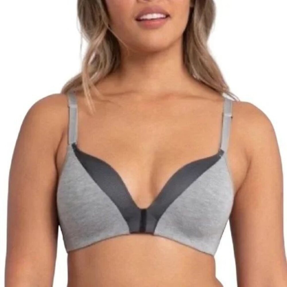 ⚡️Lively Size 38D Heatherd Grey Black All Day Deep V Wireless Bra Lightly Lined